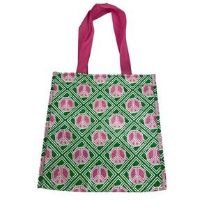 Old Navy Colorful Retro Green/Pink Peace Sign Insulated Market Tote